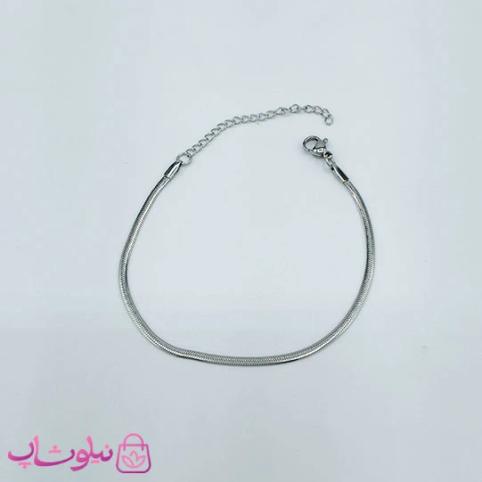 دستبند هرینگبون نقره ای رنگ مدل نرم عرض 2 میل کد 791