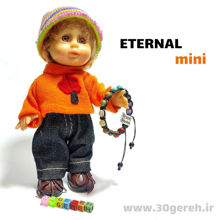 دستبند هفت چاکرای سنگی و چرم بچگانه دستبند خاص بچگانه ابدی