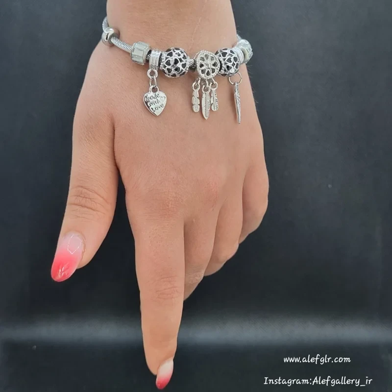 دستبند پاندورا سیلور مشکی(ارسال رایگان) کد250206