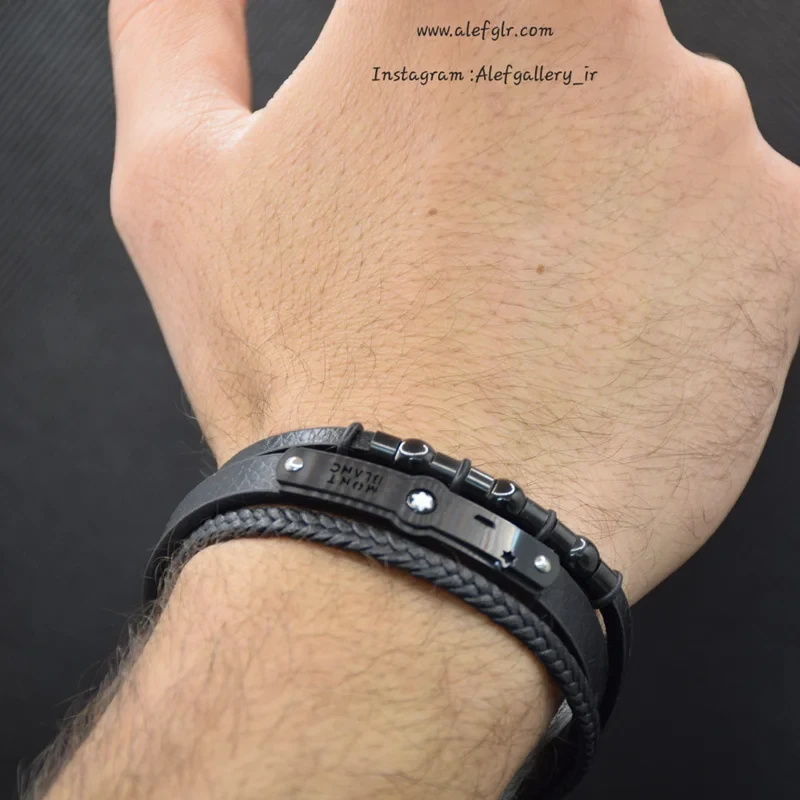 دستبند چرم سه لاین مردانه(ارسال رایگان) کد 250148