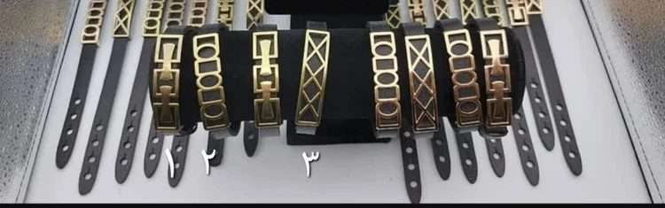 دستبند چرم طبیعی گاوی با پلاک استیل ژاپنی