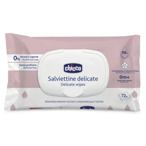 دستمال مرطوب ایتالیایی 98 درصد آب چیکو Salviettine Chicco بسته 72 عددی