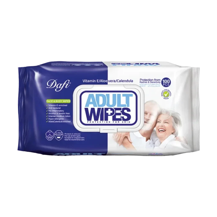 دستمال مرطوب دافی مدل Adult Wipes بسته 100 عددی