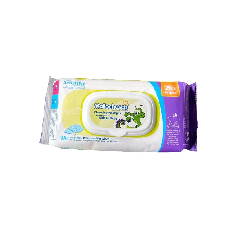 دستمال مرطوب مالوچسکا MALLOCHESCA مدل SENSITIVE بسته 80 عددی