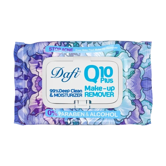 دستمال مرطوب پاک کننده آرایش دافی مدل Q10 طرح گل 1 50 عددی