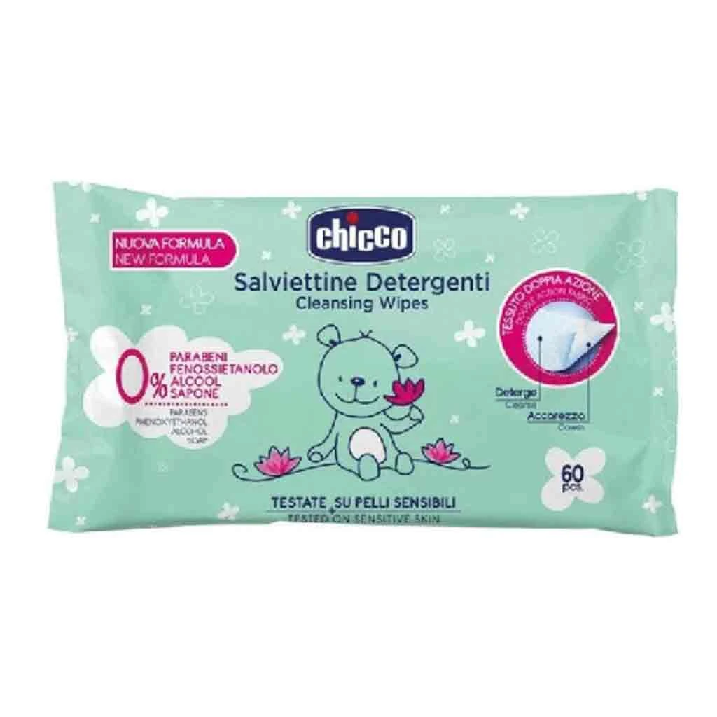 دستمال مرطوب کودک ایتالیایی چیکو Chicco فاقد الکل 60 عددی