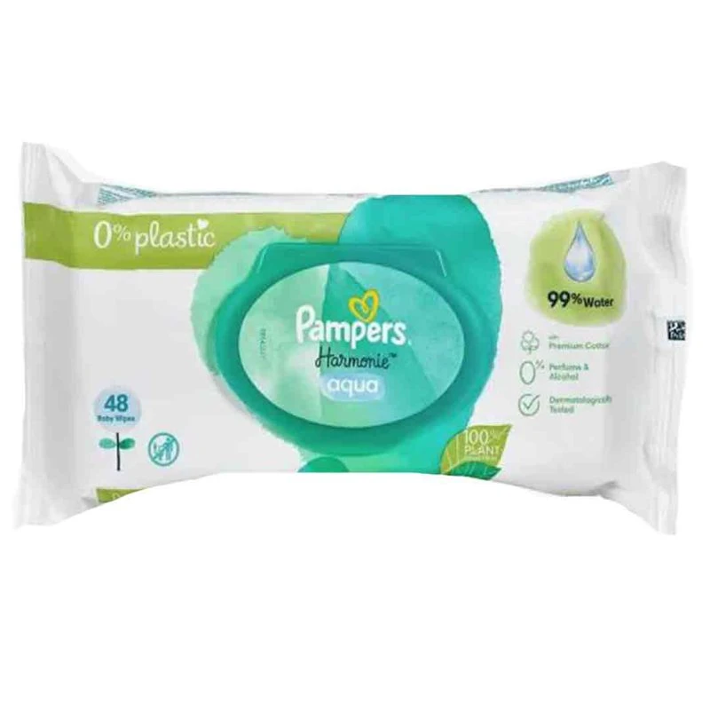 دستمال مرطوب کودک پمپرز PAMPERS مدل hormonie AQUA تعداد 48 عددی