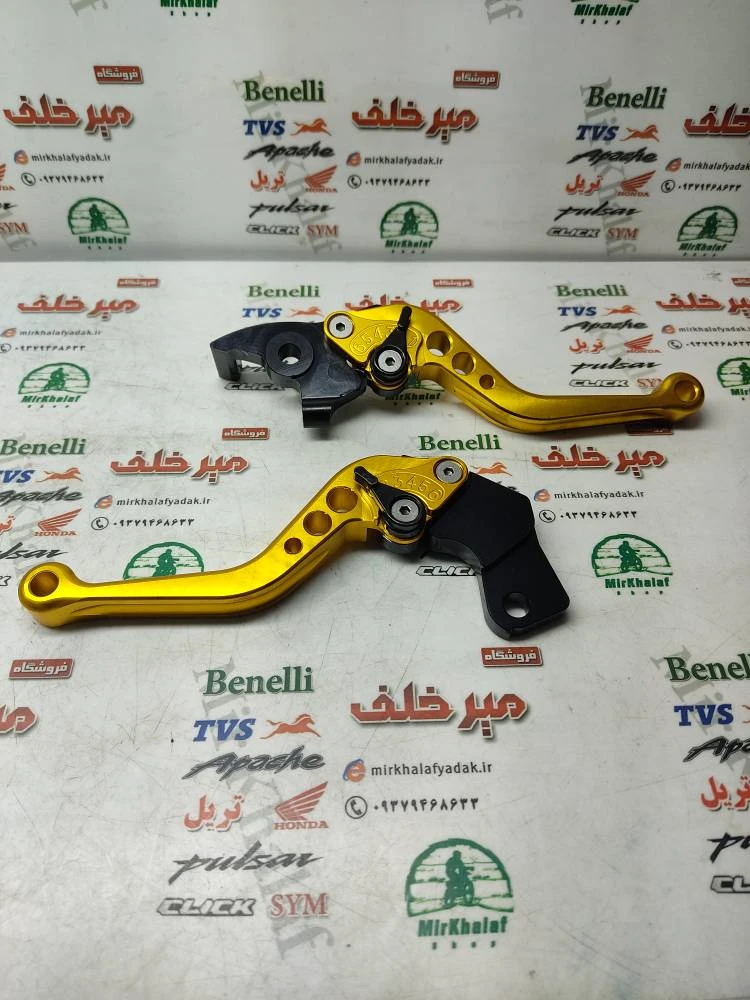 دسته (کتی) کلاچ و ترمز حرفه ای اسپرت رنتال cnc موتور ns ان اس و rs ار اس و ktm کی تی ام زرد طلایی