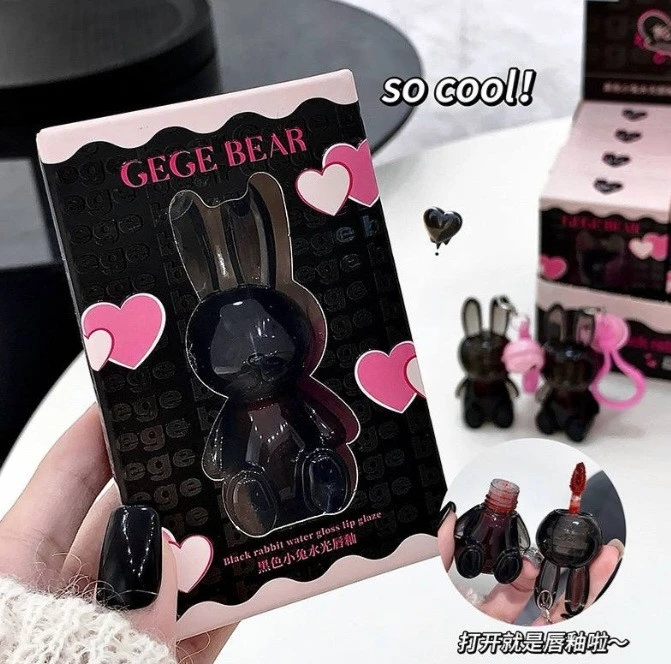 دسته کلید و لیپ گلاس خرگوش سیاه gege bear 🐰🖤