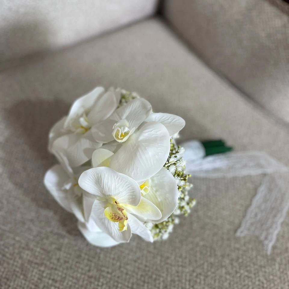 دسته گل عروس مصنوعی ارکیده لمسی