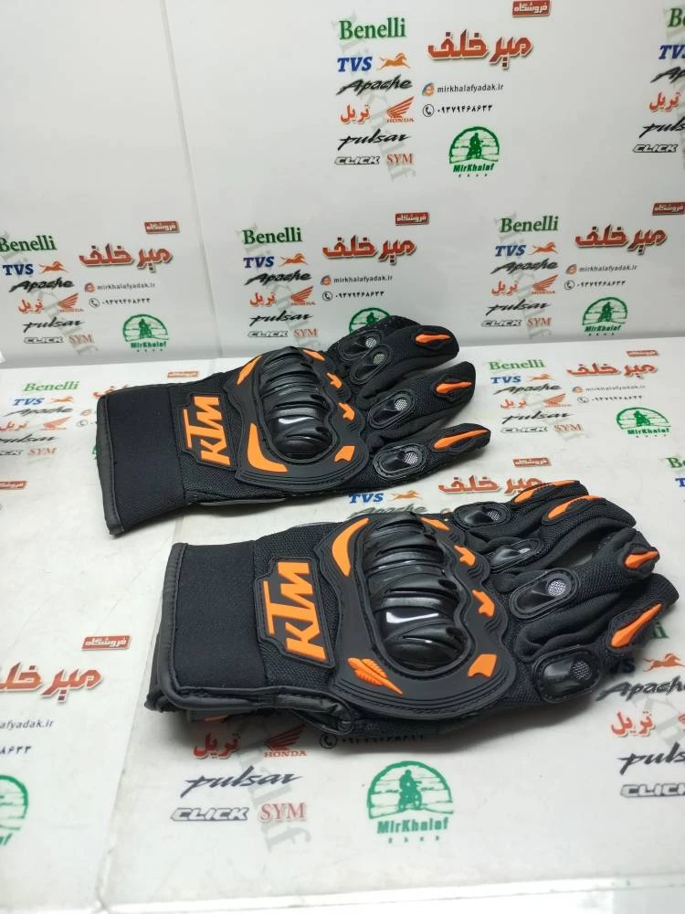 دستکش حرفه ای پروتکشن دار (ضربه گیر) اسپرت ktm کی تی ام نارنجی