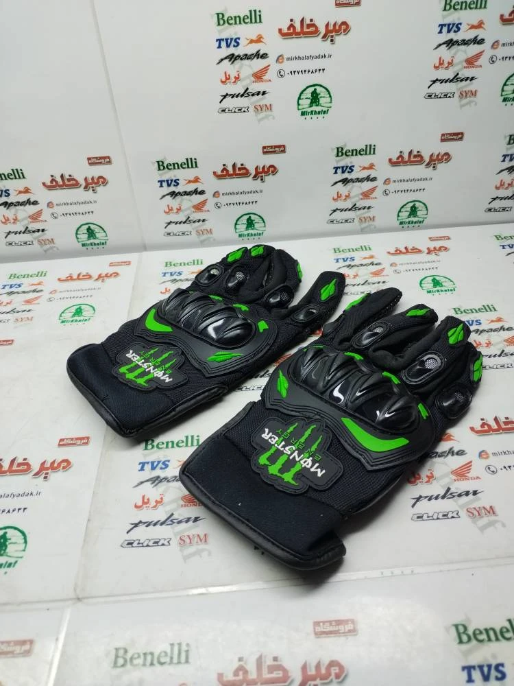دستکش حرفه ای پروتکشن دار (ضربه گیر) اسپرت مانستر monster سبز