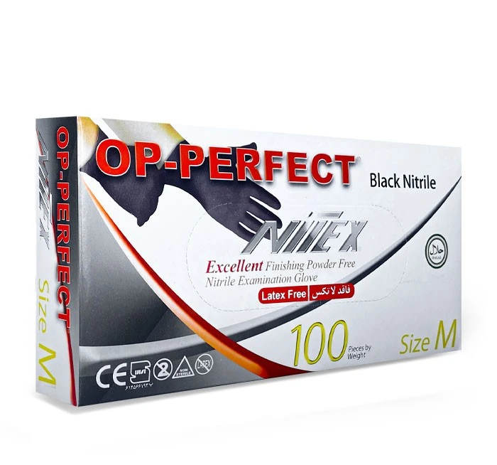 دستکش لاتکس نیترل50 جفتی مشکی سایز M