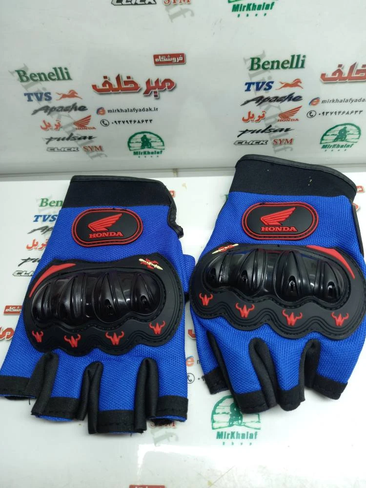 دستکش نیمه انگشتی حرفه ای پروتکشن دار (ضربه گیر) اسپرت مدل هوندا ابی