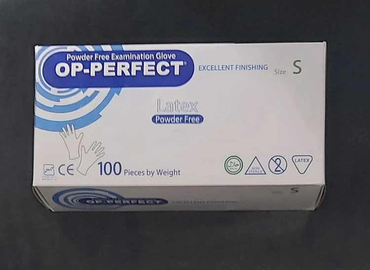 دستکش یکبار مصرف لاتکس حریر مدل OP-PERFECT سایز اسمال