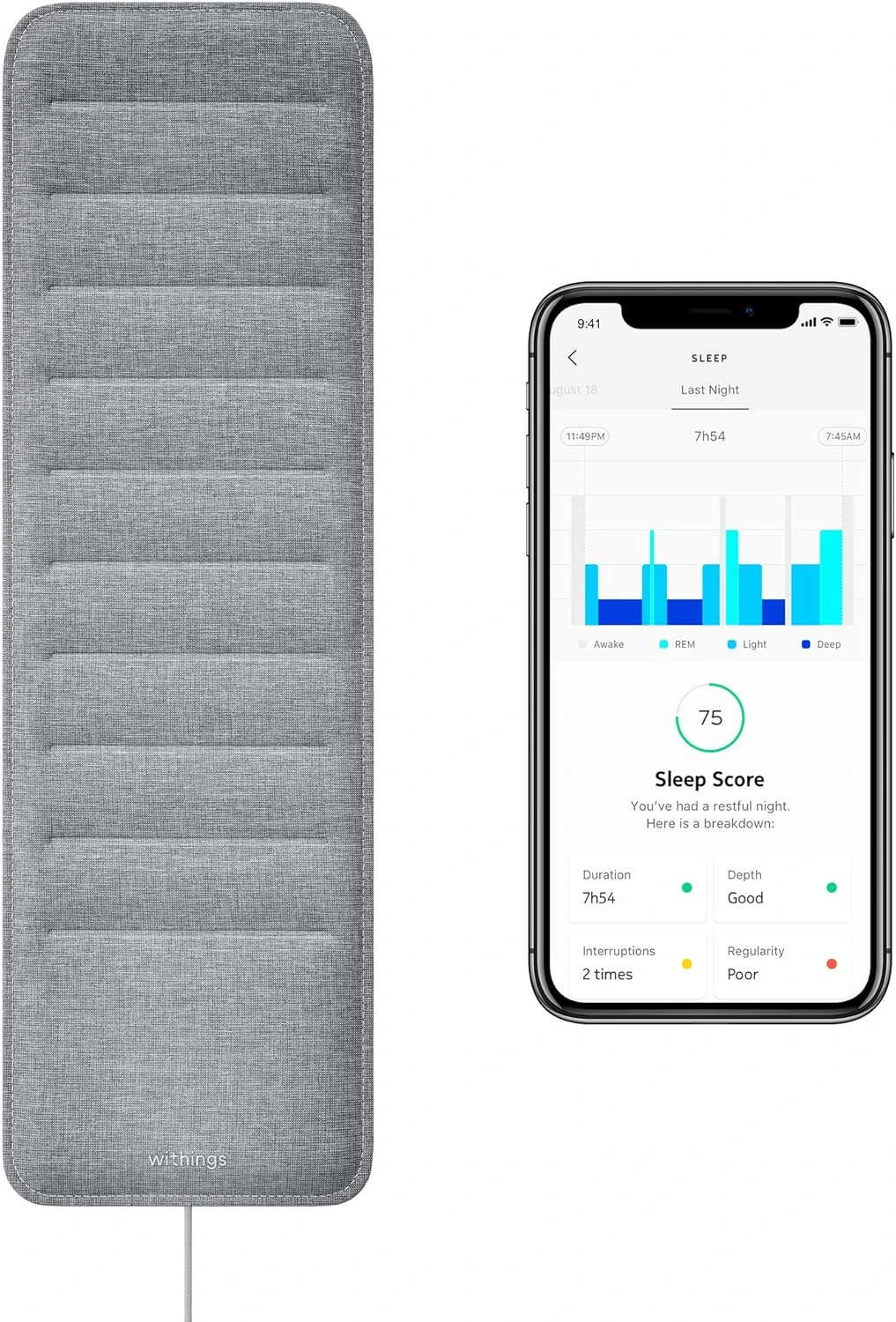 دستگاه آنالیز خواب و سلامتی هوشمند Withings Sleep مدل WSM02 | آمازونیکس