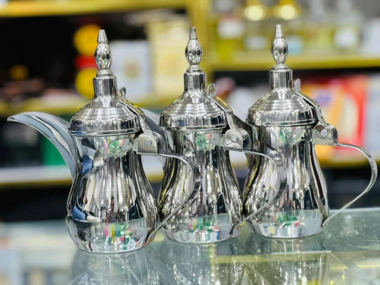 دله قهوه ۱۷ سانت استیل هندی نقره ایی