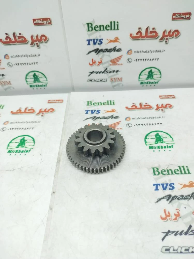 دنده 2 دو استارت موتور tvs راکس و نئو و hlx 150 اچ ال ایکس اصلی (15 و 52 دندانه)