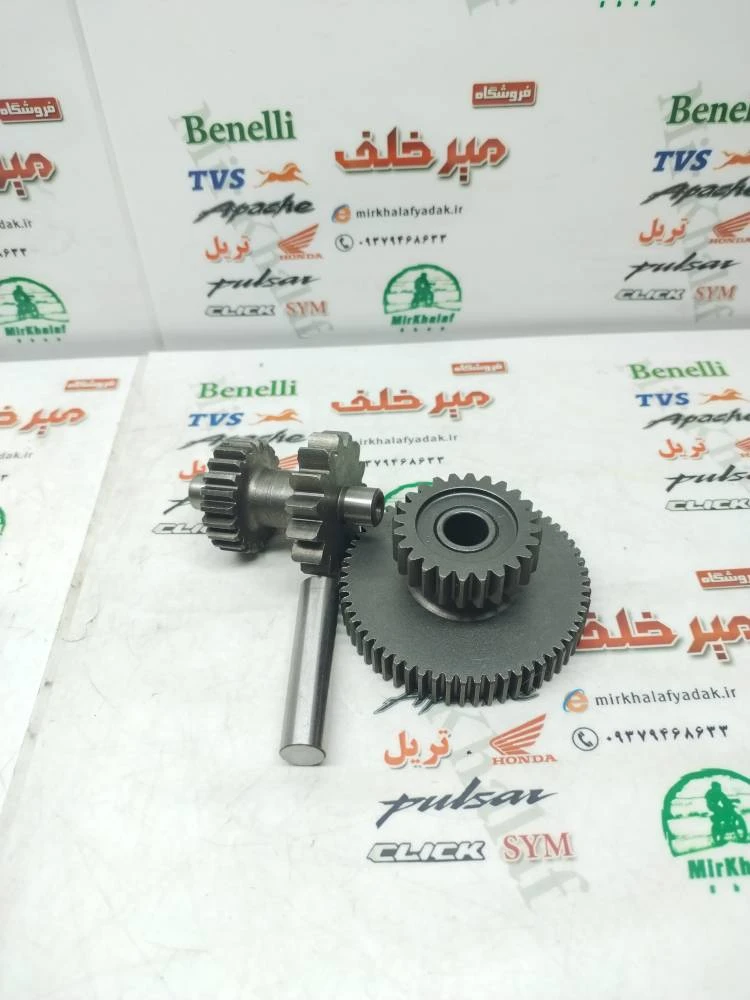 دنده 2 دو قلو استارت موتور 250 و ktm 200 کی تی ام و تریل زنجیر تایم cb 250 سی بی (دنده کوچک 15 و 22 دندانه) (دنده بزرگ 24 و 60 دانه)
