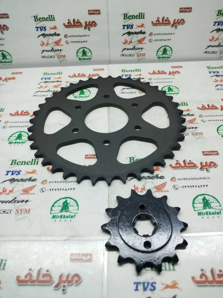 دنده (طبق) زنجیر چرخ جلو و عقب موتور پالس ns 200 ان اس و rs ار اس هندی