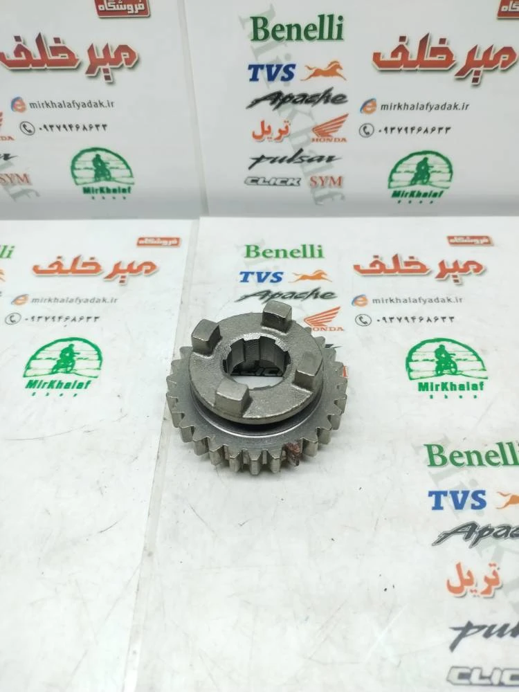 دنده کوچک کشویی گیربکس هوندا 125 و 150 و تریل gy 125 150 جی وای پیشرو زیپ استار و گلد رادیسون و xl ایکس ال (28 دندانه)