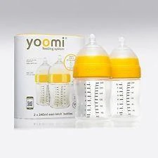 دو شیشه شیر یومی با گرم کن هدیه y28b 8oz + slow teat (2of)