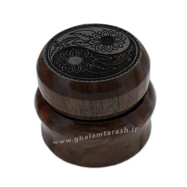 دوات چوب گردو خوشنویسی طرح بته سرکج (گل آفتابگردان)