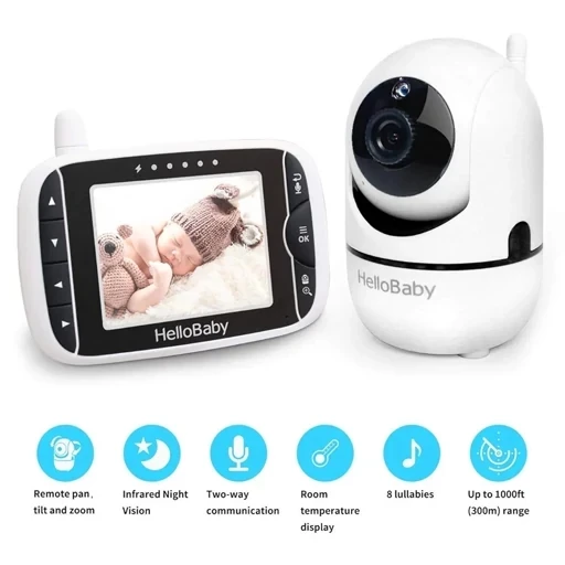 دوربین ومانیتور اتاق کودک برند هلو بیبیHelloBaby مدل HB65 اورجینال امازون المان