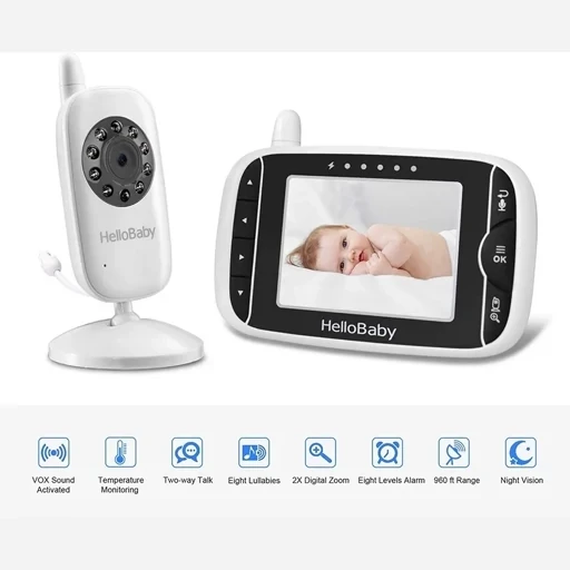 دوربین ومانیتوراتاق کودک برند خوشنامHelloBaby HB32 اورجینال امازون المان