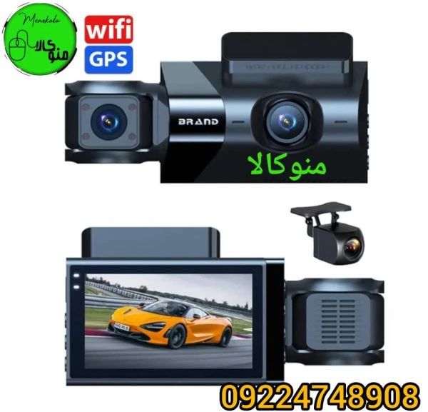 دوربین ۳ لنزه خودرو A6 | کیفیت 4K، وای‌فای , منو فارسی، GPS، و ضبط سه‌گانه