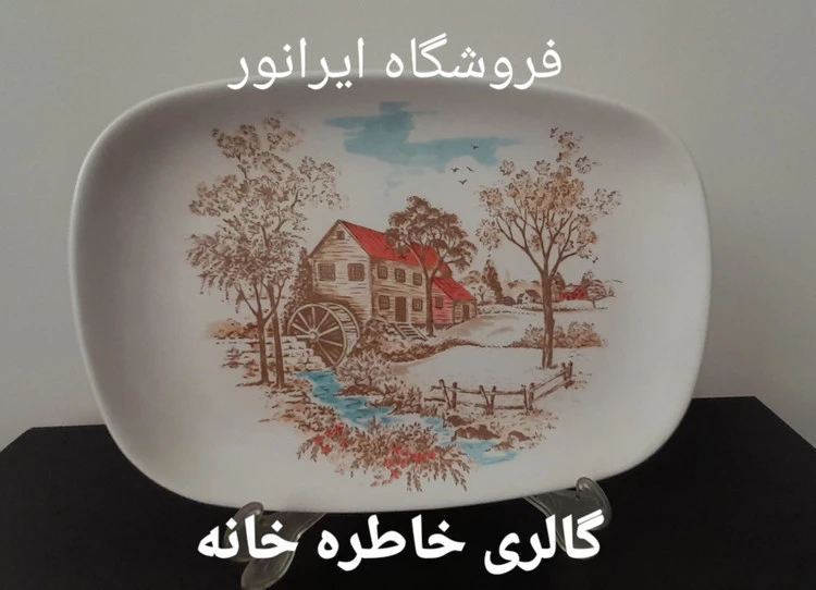 دیس دیوارکوب قدیمی طرح کلبه روستایی