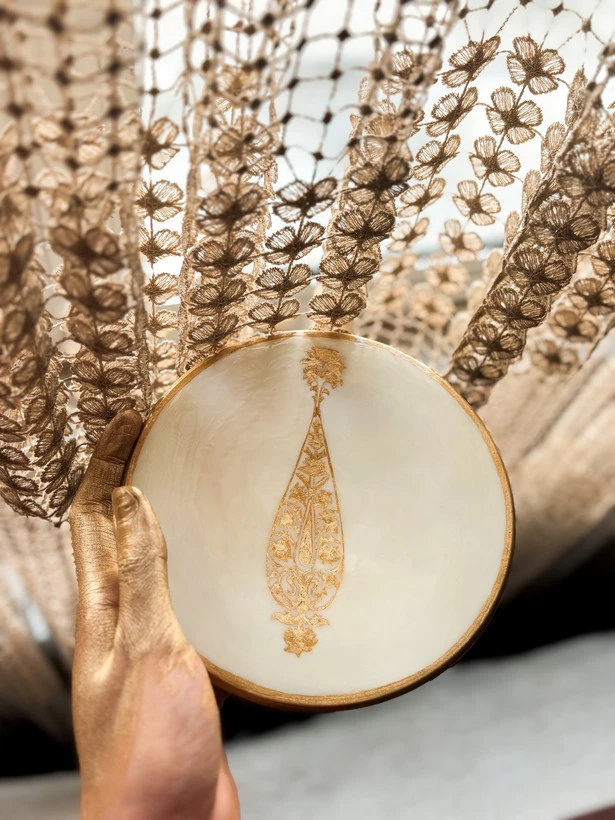 دیوارکوب سفالی طلایی تصنیف 15cm