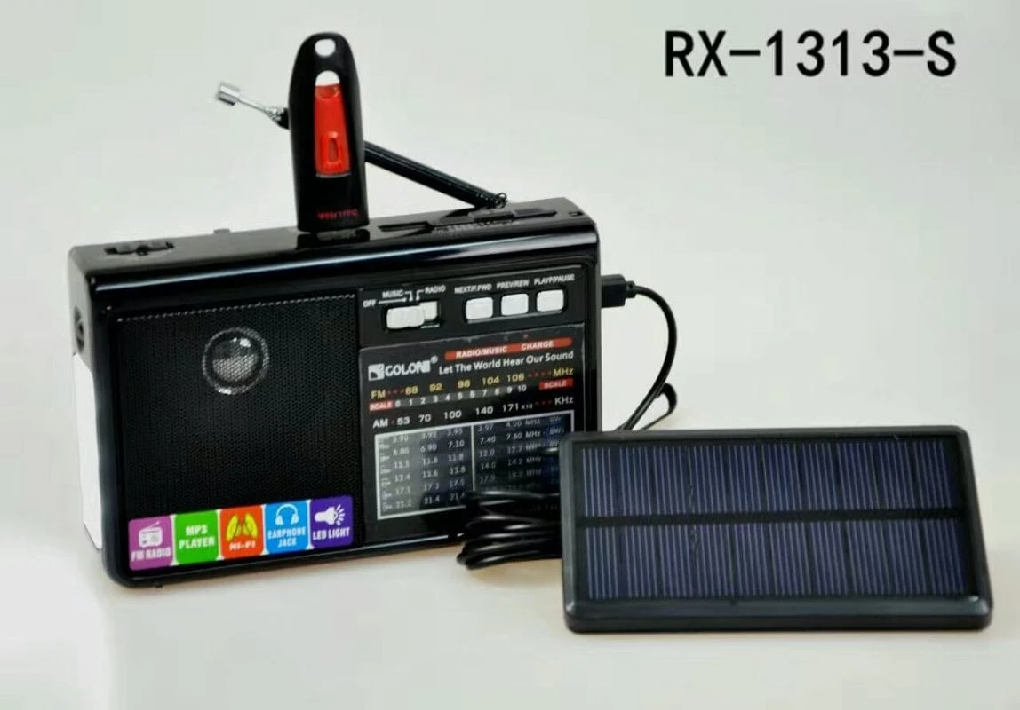 رادیو اسپیکر خورشیدی گولون مدل RX-1313-S چراغ دار و قابلیت پخش موسیقی