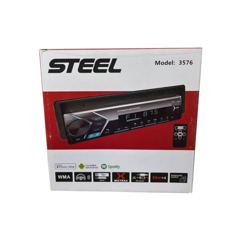 رادیو پخش خودرو پنل جدا STEEL مدل 3576 بلوتوثی