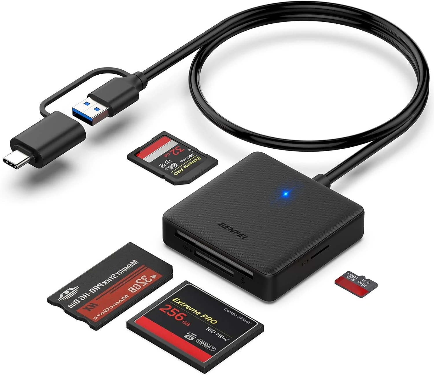 رم‌ ریدر چندکاره BENFEI مدل USB-C 4-in-1 با سرعت 104MB/s