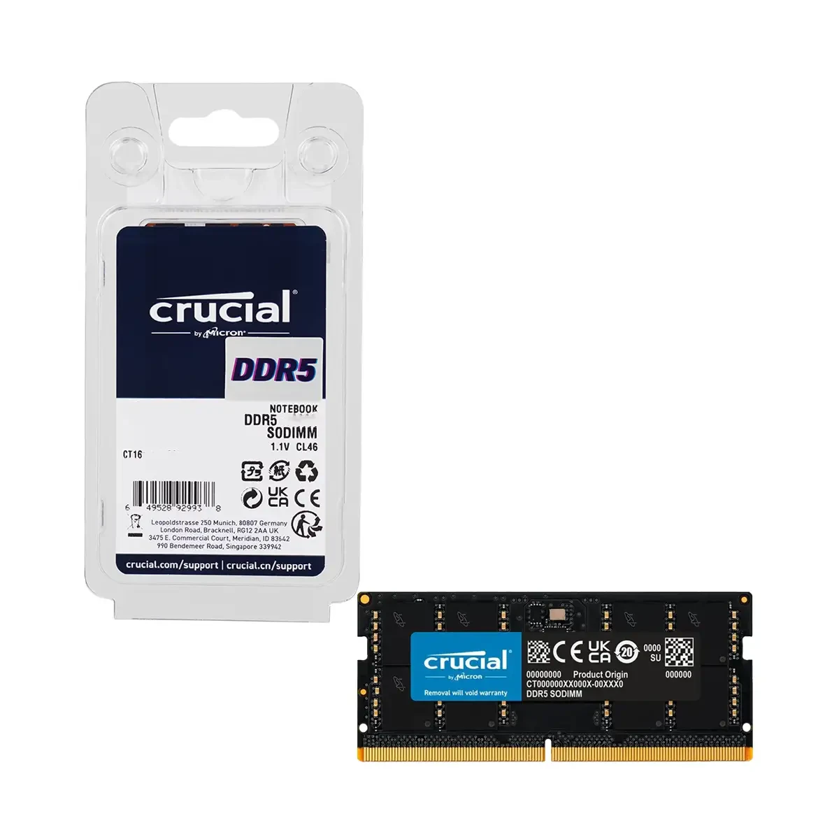 رم لپ تاپ کروشیال DDR5 تک کاناله 5600 مگاهرتز CL46 مدل CT16 ظرفیت 16 گیگابایت