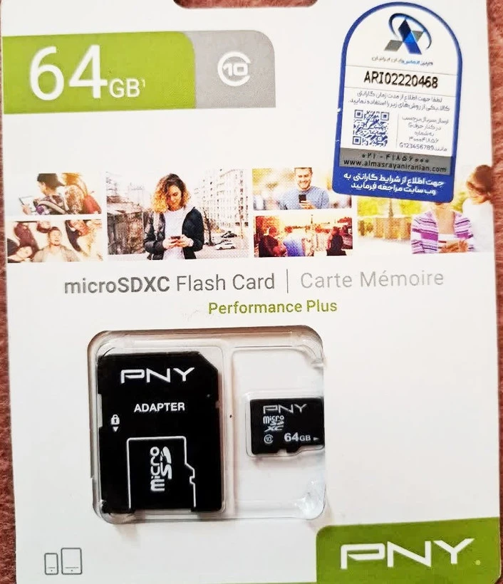 رم میکرو 64 گیگ پی ان وای PNY Performance PLUS + خشاب