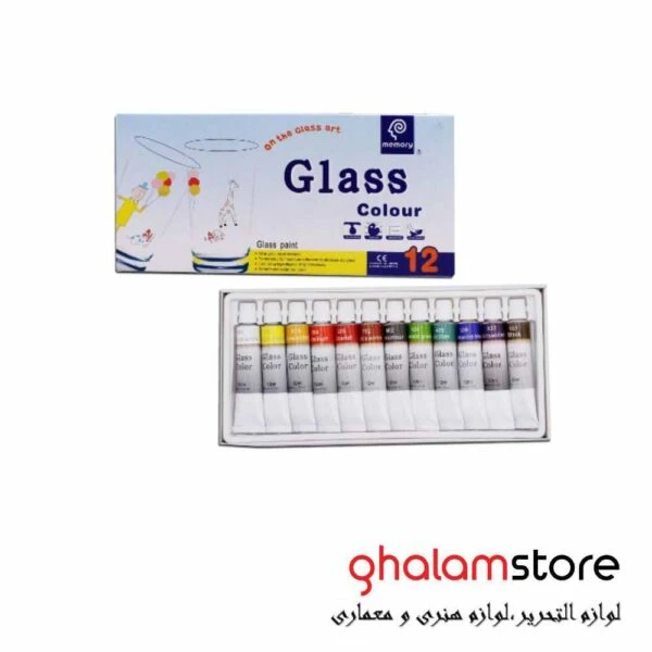 رنگ اکریلیک شیشه مموری حجم 12 میلی لیتر بسته 12 عددی