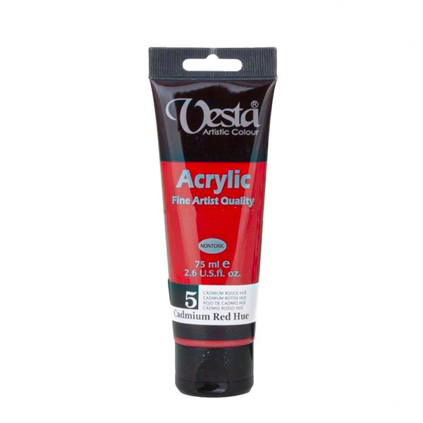رنگ اکریلیک وستا قرمز کادمیم کد 5 cadmium red hue