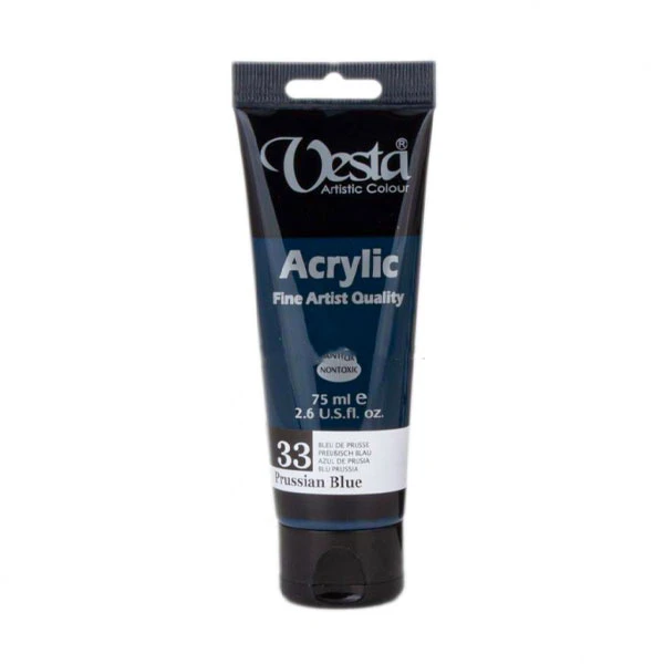 رنگ اکریلیک وستا کد 33 prussian blue حجم 75 میل