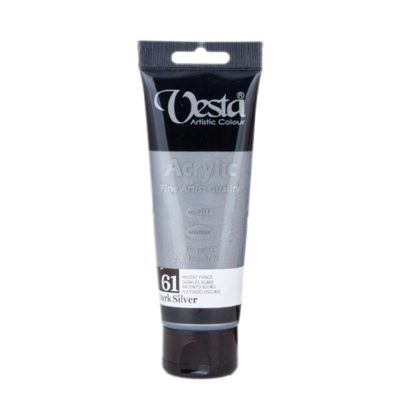 رنگ اکریلیک وستا کد dark silver 61 حجم 75 میل