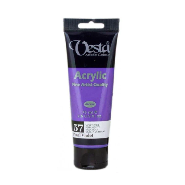 رنگ اکریلیک وستا کد pearl violet 57 حجم 75 میل
