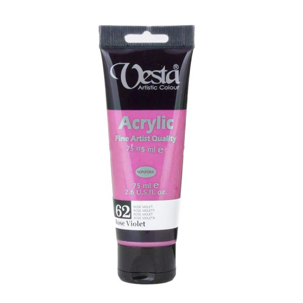 رنگ اکریلیک وستا کد rose violet 62 حجم 75 میل