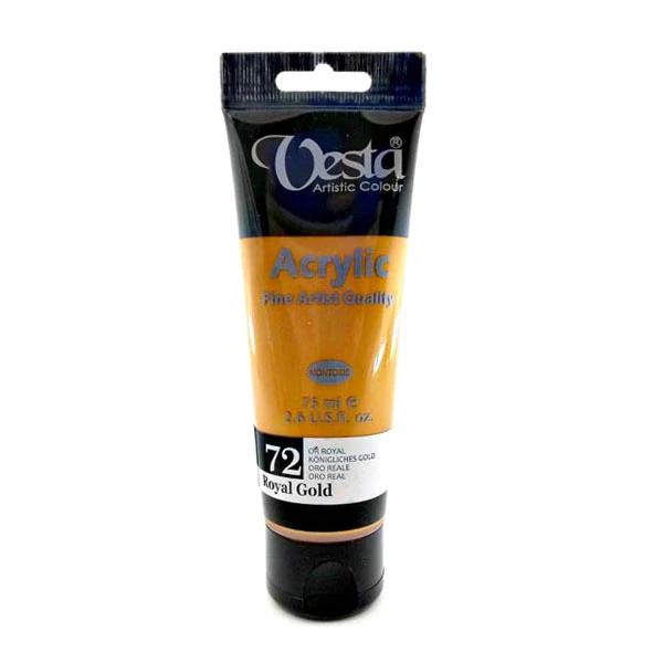رنگ اکریلیک وستا کد royal gold 72 حجم 75 میل