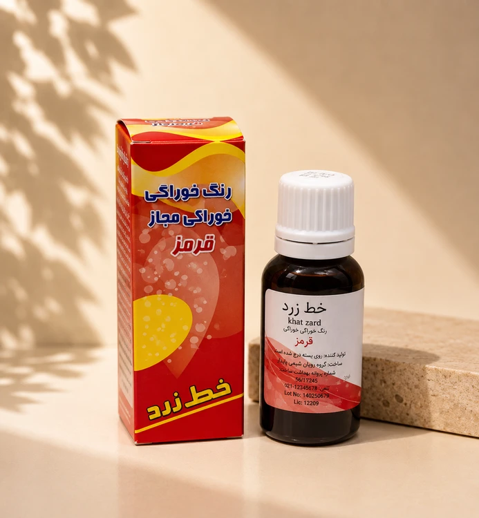 رنگ مایع خوراکی قرمز برند خط زرد