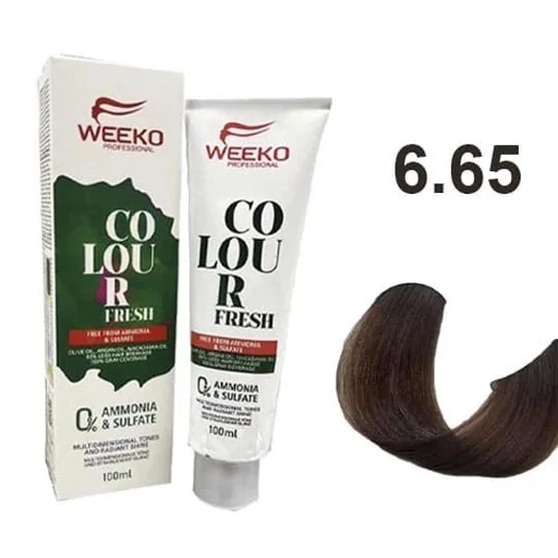 رنگ مو ویکو بدون آمونیاک و فری سولفات شماره 6.65 بلوند شکلاتی تیره