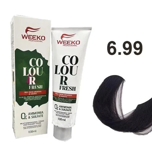 رنگ مو ویکو بدون آمونیاک و فری سولفات شماره 6.99 بلوند شرابی تیره