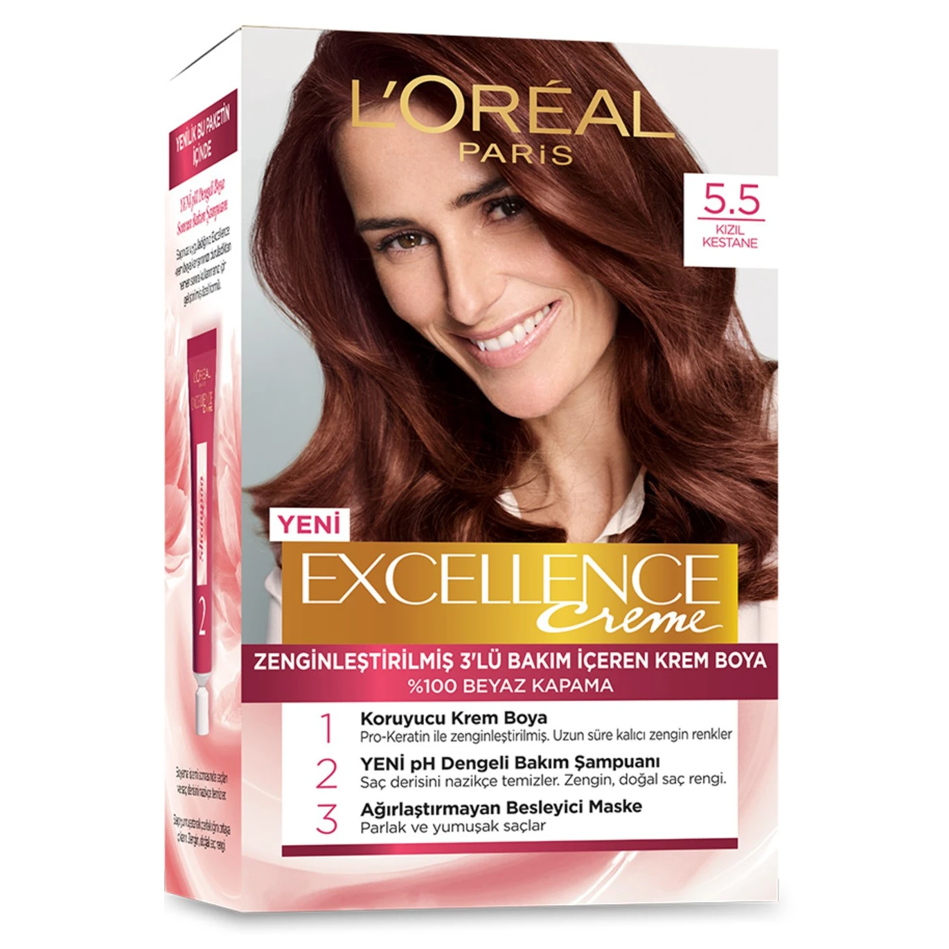 رنگ ‌موی شماره 5.5 لورال loreal رنگ فندقی قرمز سری Excellence
