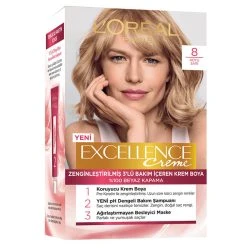 رنگ ‌موی شماره 8 لورال loreal رنگ بلوند تیره سری Excellence