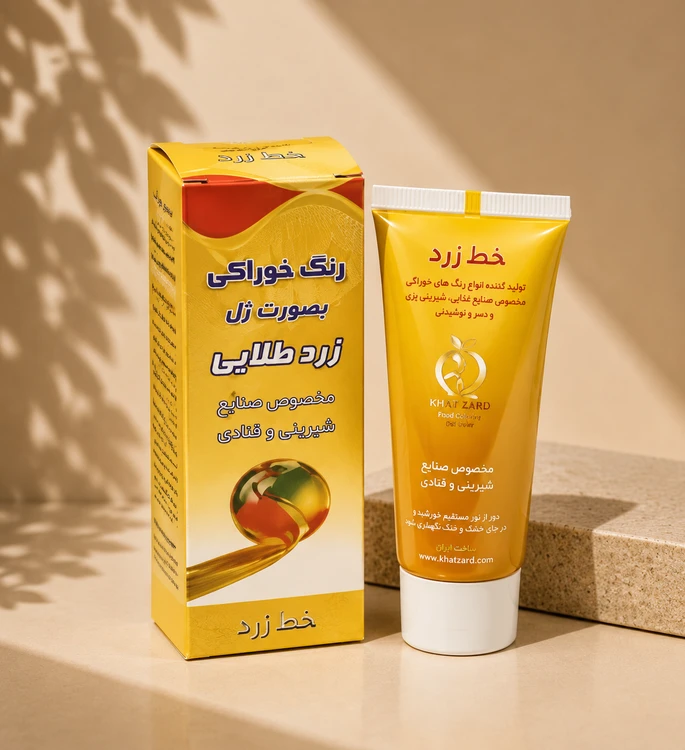 رنگ ژله ای خوراکی زرد طلایی برند خط زرد